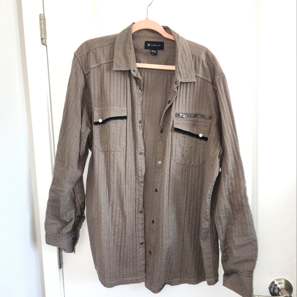 5/$30 INC Khaki Button-Up Jacket Size XXL